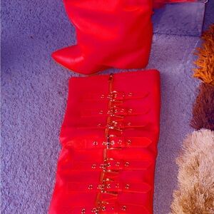 Women's Red Knee-High Boots